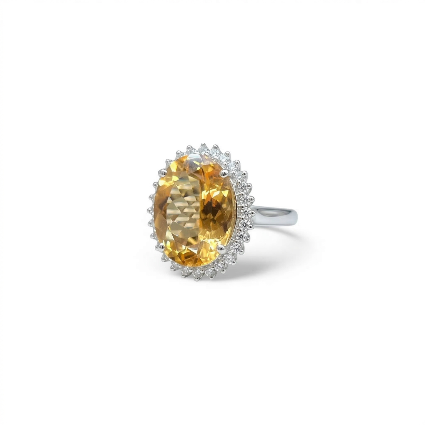 Radiate Success & Warmth: The Golden Halo Citrine Size 6 Ring Premium Grade (Sterling Silver 925)