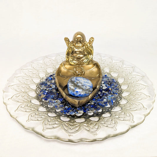 Happy Buddha Lapis Lazuli Incense Holder (A)