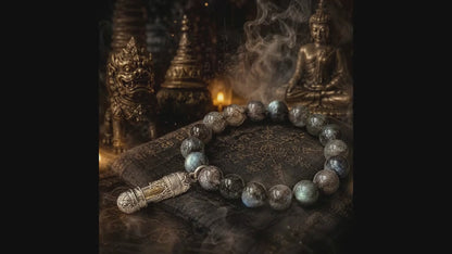The Mystic’s Shield: Natural Labradorite & Sacred Thai Takrut Bracelet