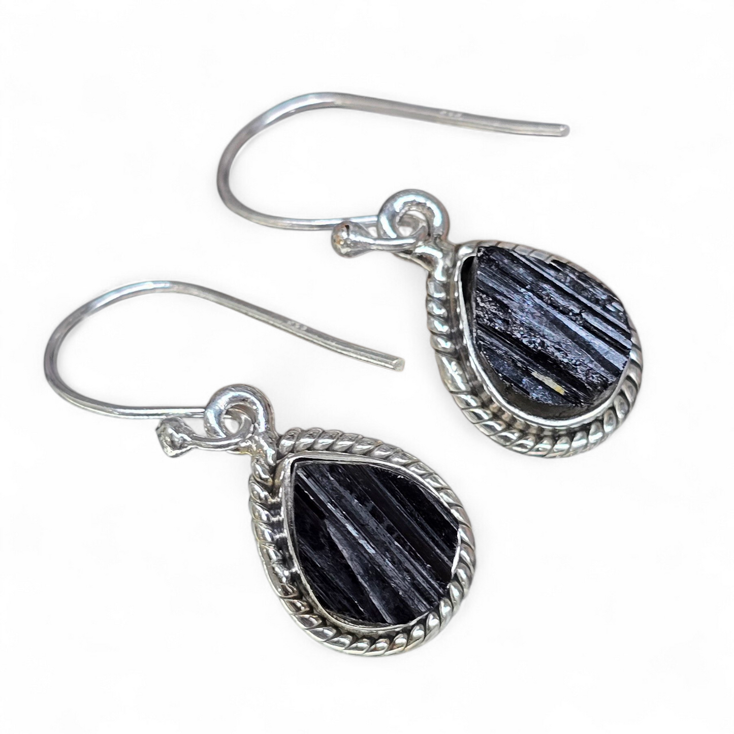 Black Tourmaline Earrings (Sterling Silver 925)