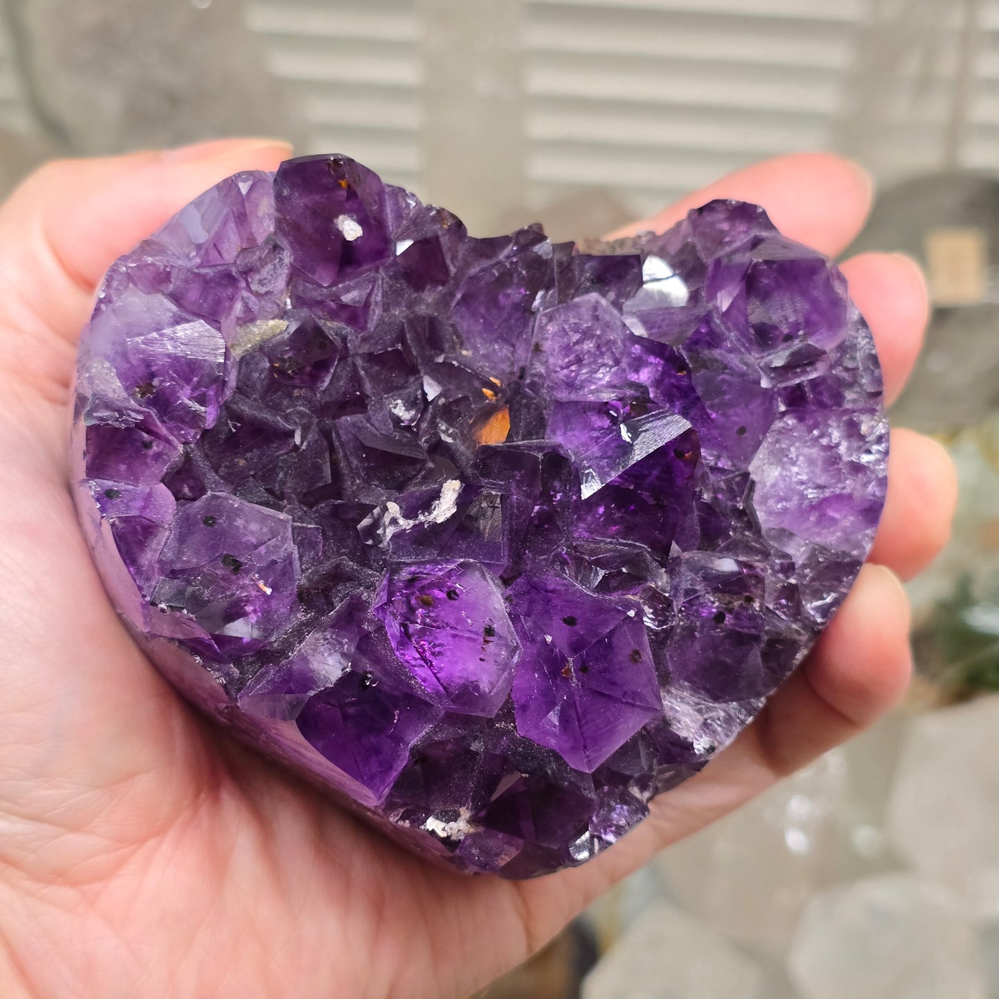 Royal Devotion: Premium Grade Amethyst Heart Cluster