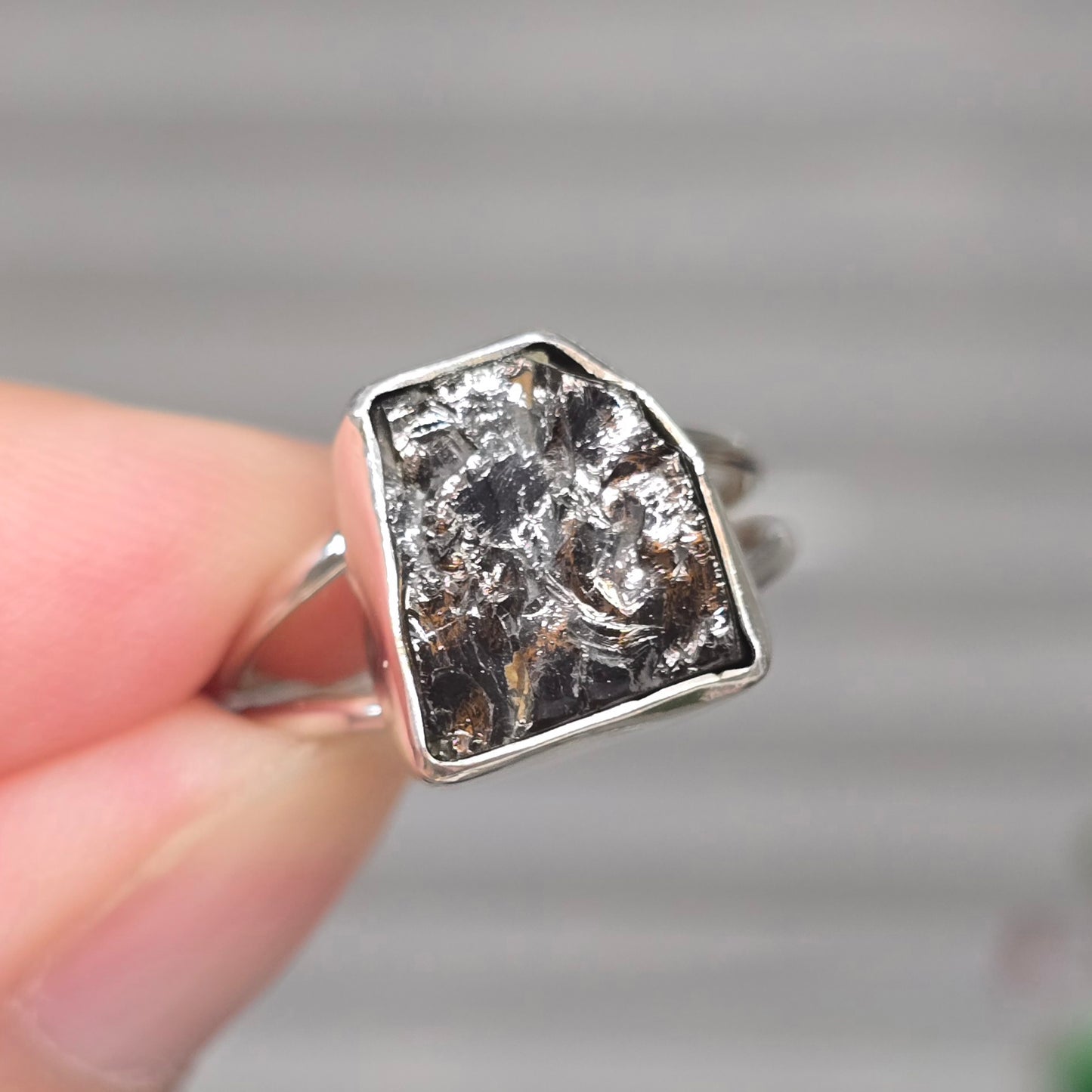 Raw Shungite Size 7.5 Ring #1 (Sterling Silver 925)