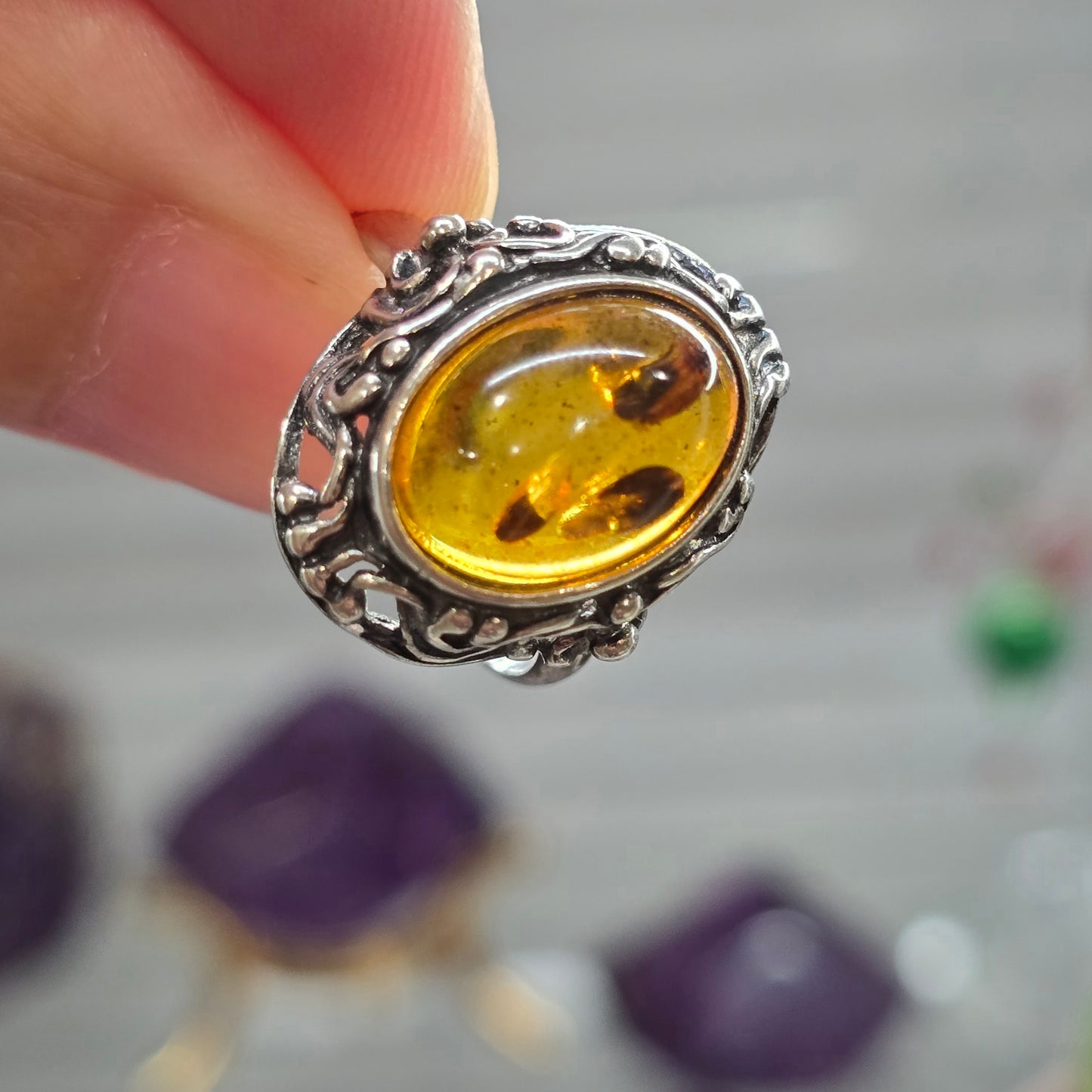 Baltic Amber Size 9 Ring (Sterling Silver 925)
