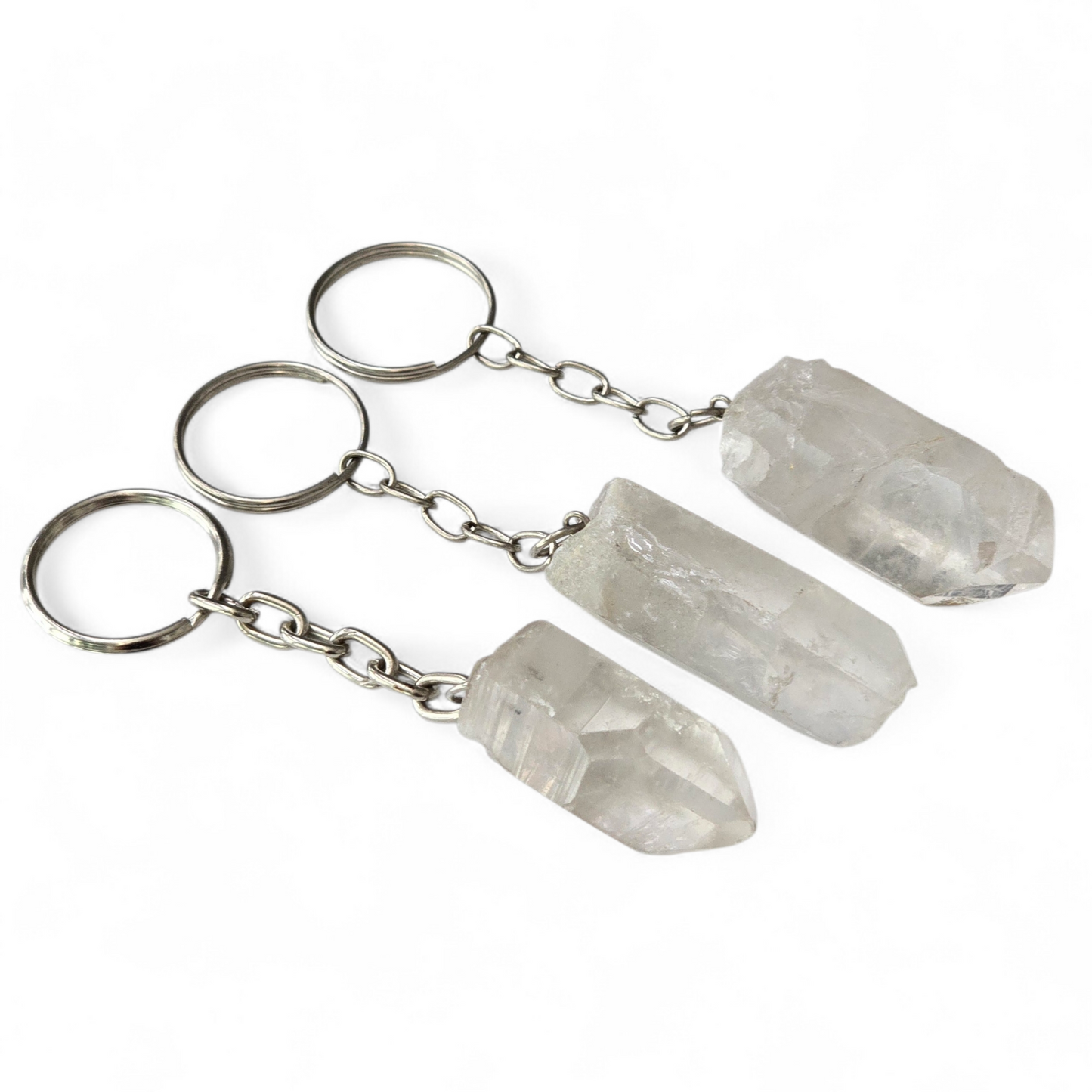 Raw Clear Quartz Keyrings