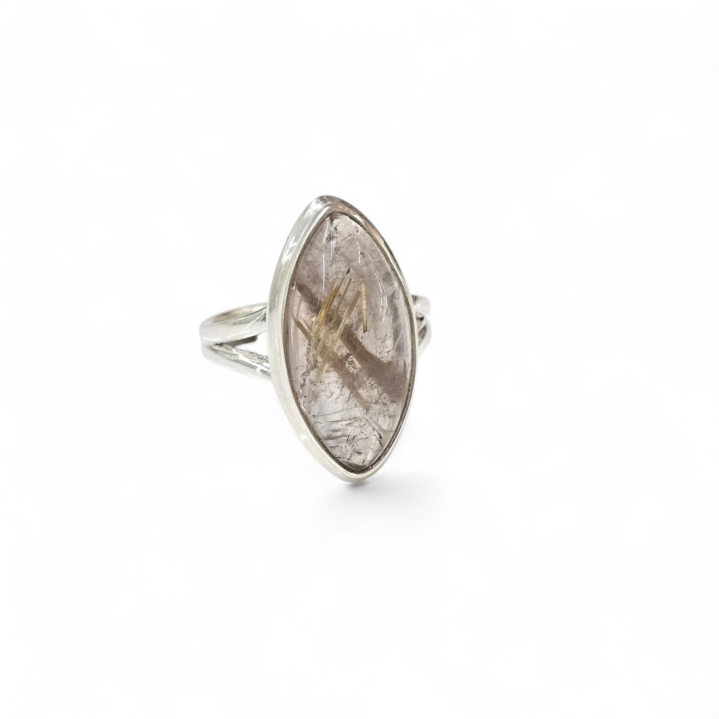 Golden Rutilated Quartz Size 5.5 Ring #1 (Sterling Silver 925)