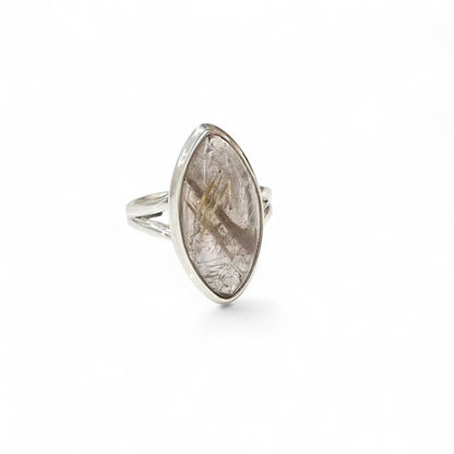 Golden Rutilated Quartz Size 5.5 Ring #1 (Sterling Silver 925)
