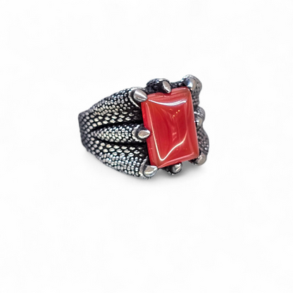 Men's Dragon Claw Carnelian Size 11 Ring (Sterling Silver 925)
