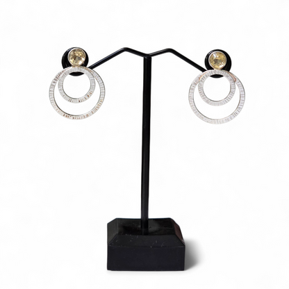 Citrine Ring Earrings (Sterling Silver 925)