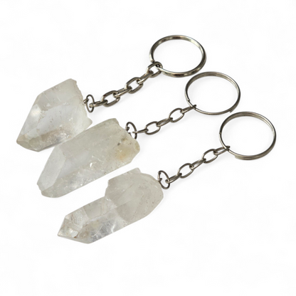 Raw Clear Quartz Keyrings