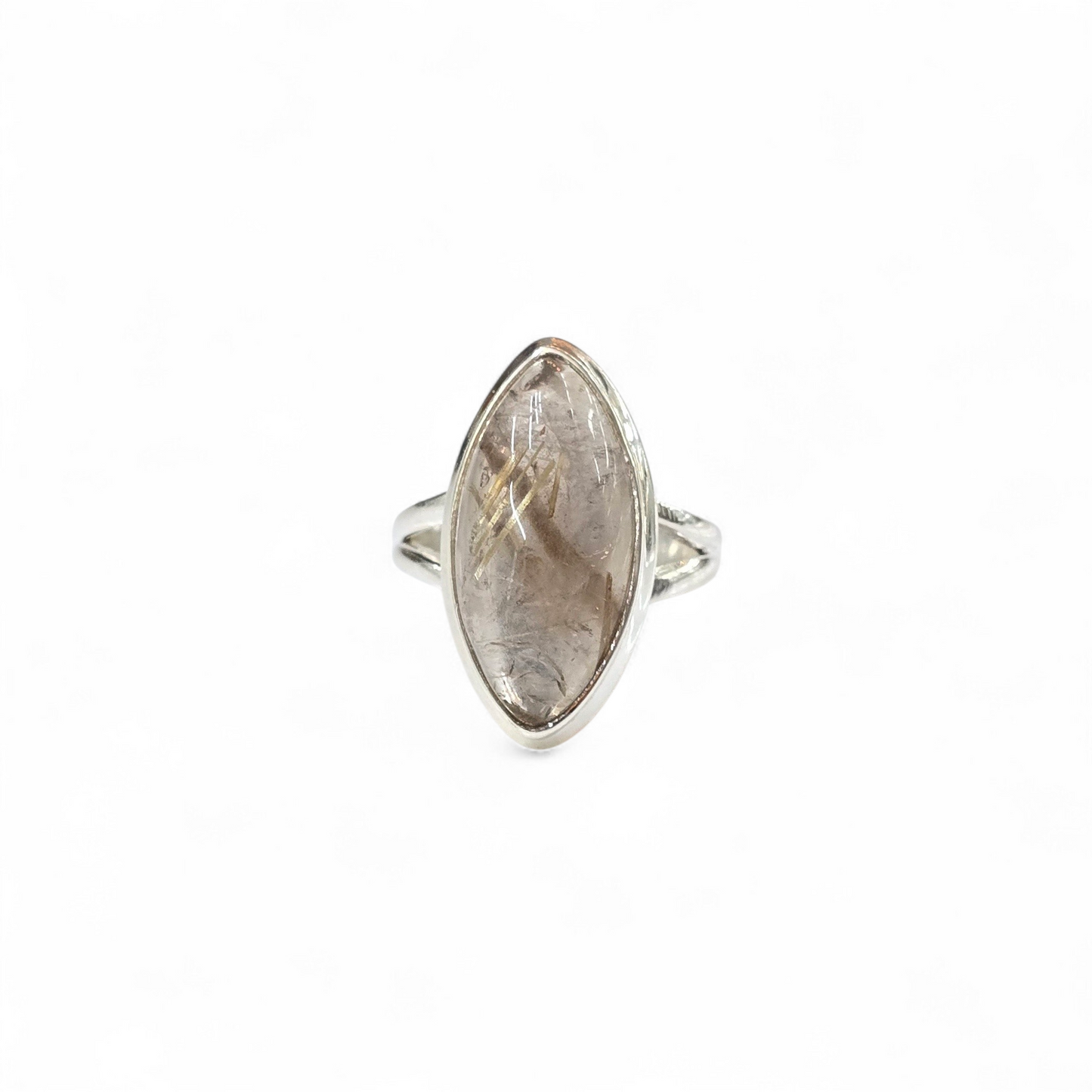 Golden Rutilated Quartz Size 5.5 Ring #1 (Sterling Silver 925)