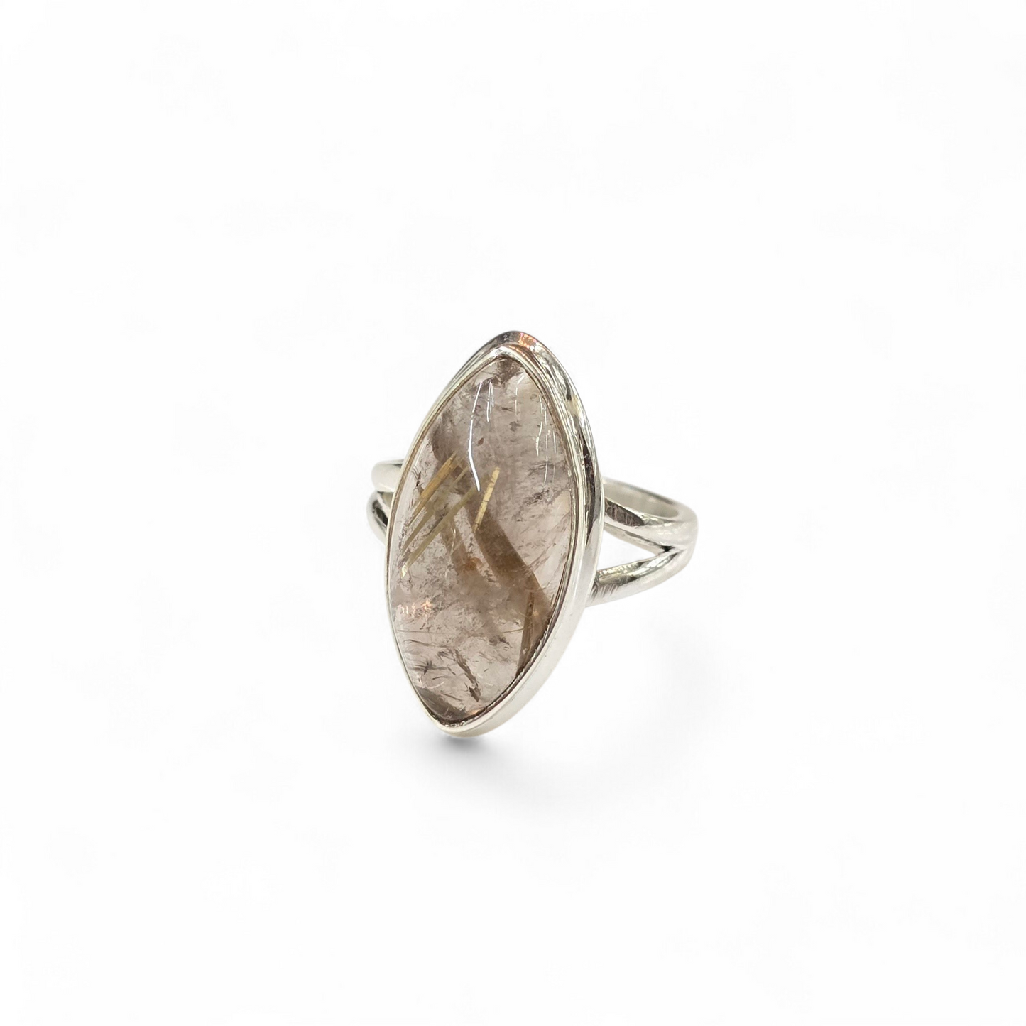 Golden Rutilated Quartz Size 5.5 Ring #1 (Sterling Silver 925)