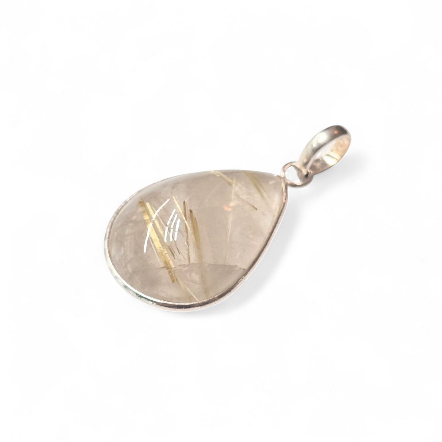 Golden Rutilated Quartz Pendant (Sterling Silver 925)