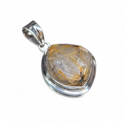 Golden Rutilated Quartz Pendant #2 (Sterling Silver 925)