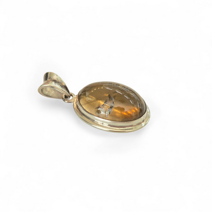 Oval Smoky Citrine with Inclusion 925 Sterling Silver Pendant
