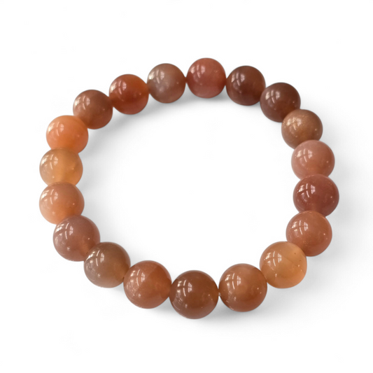Red Moonstone Bracelet (Approx. 10mm Beads · 17cm)