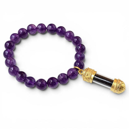 The Spiritual Sanctuary: Natural Amethyst & Sacred Thai Takrut Bracelet