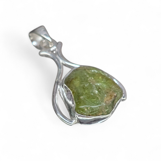Raw Peridot Pendant (Sterling Silver 925)