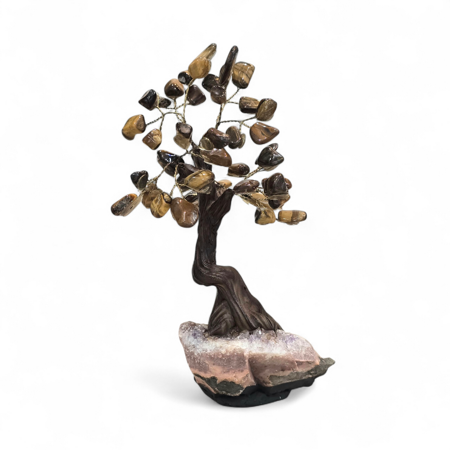 Tiger's Eye Crystal Tree on Raw Amethyst & Citrine Base