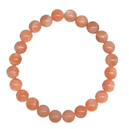 The Goddess Glow: Natural Red Moonstone Bead Bracelet (8mm Beads · 17cm)
