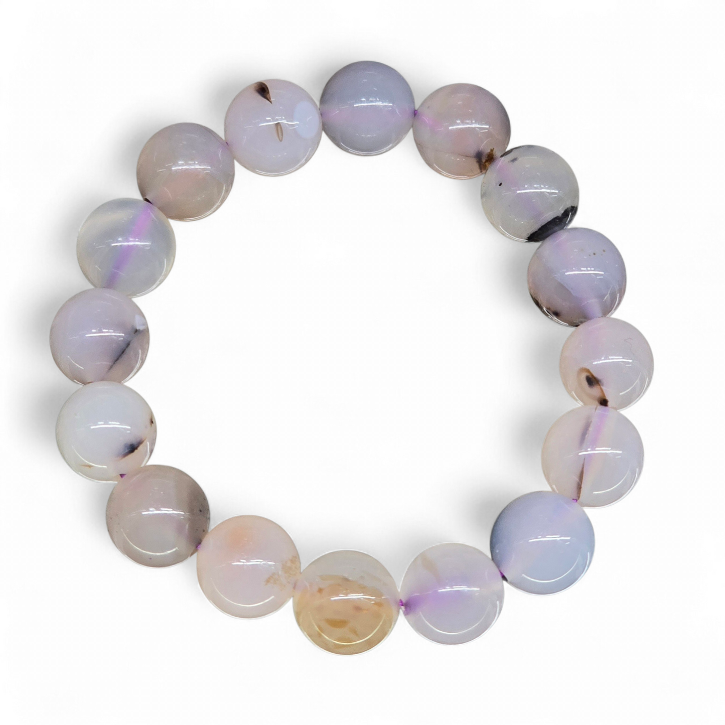 Earth & Mist: Natural Agate Bead Bracelet (10mm Beads · 15cm)