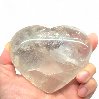 Universal Love & Clarity: Rainbow Clear Quartz Polished Heart