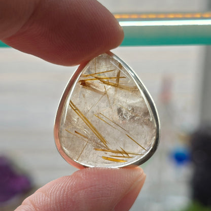 Golden Rutilated Quartz Size 7 Ring #3 (Sterling Silver 925)