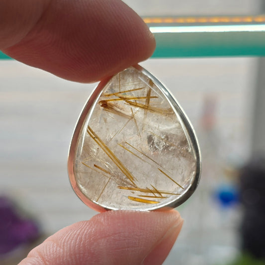 Golden Rutilated Quartz Size 7 Ring #3 (Sterling Silver 925)