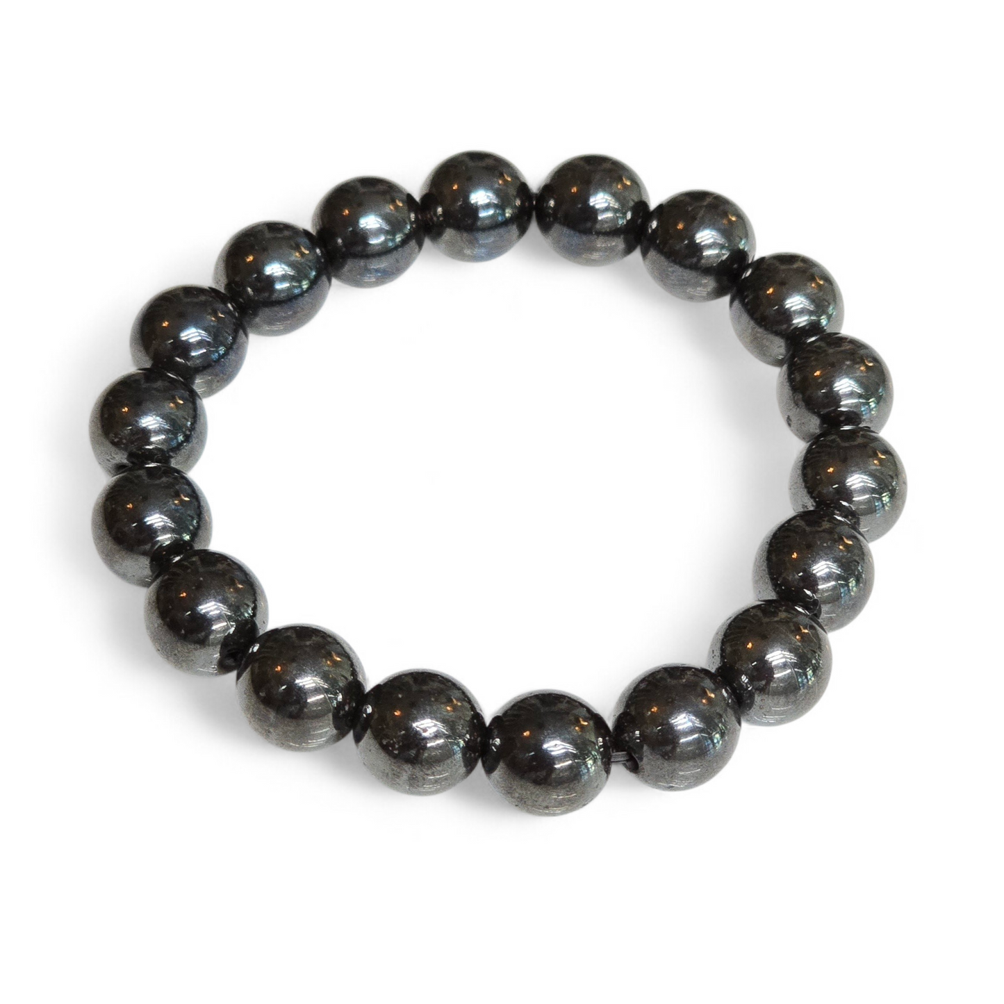 The Iron Shield: Magnetic Hematite Bead Bracelet (10mm Beads · 17cm)