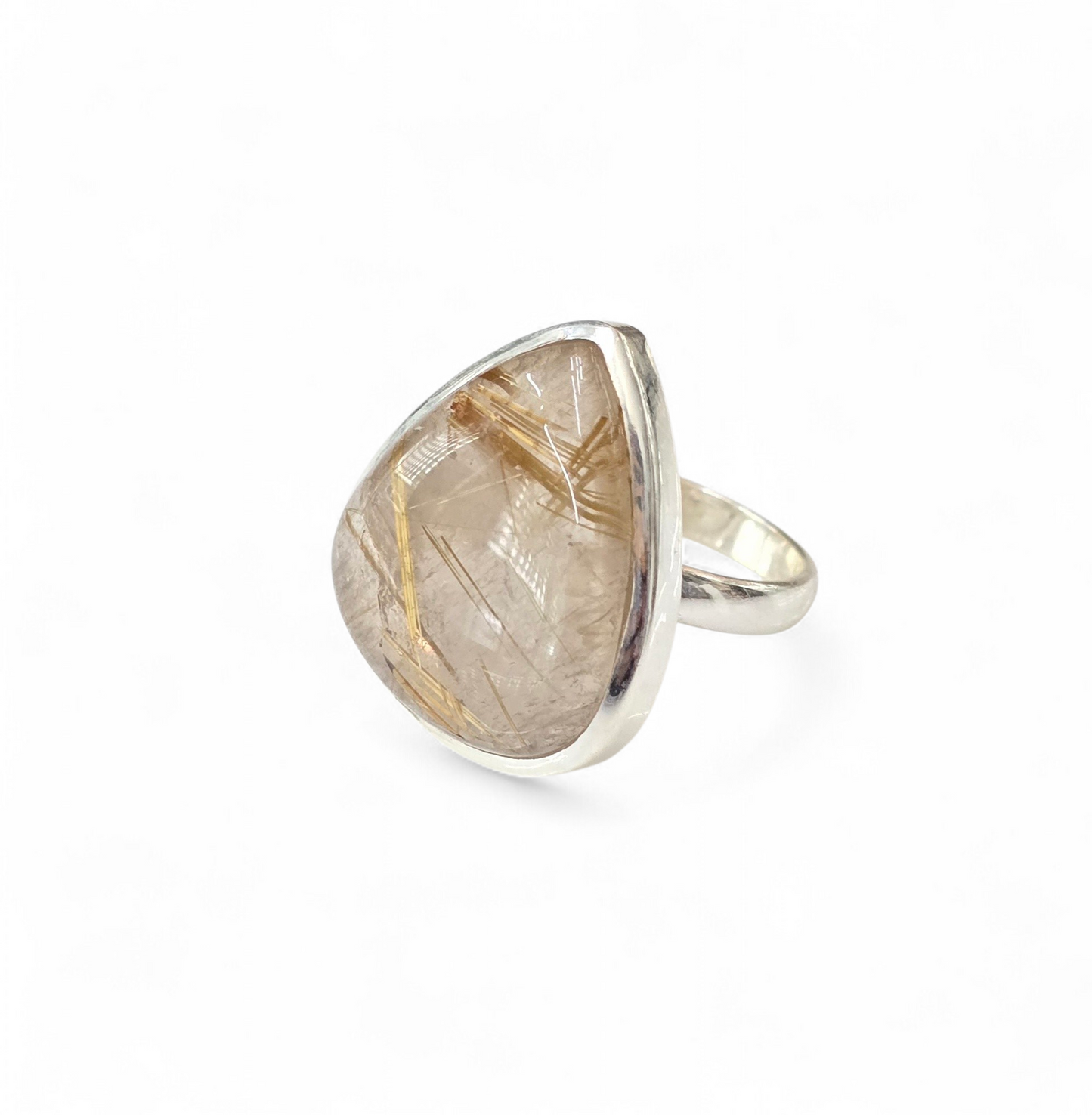 Golden Rutilated Quartz Size 7 Ring #3 (Sterling Silver 925)