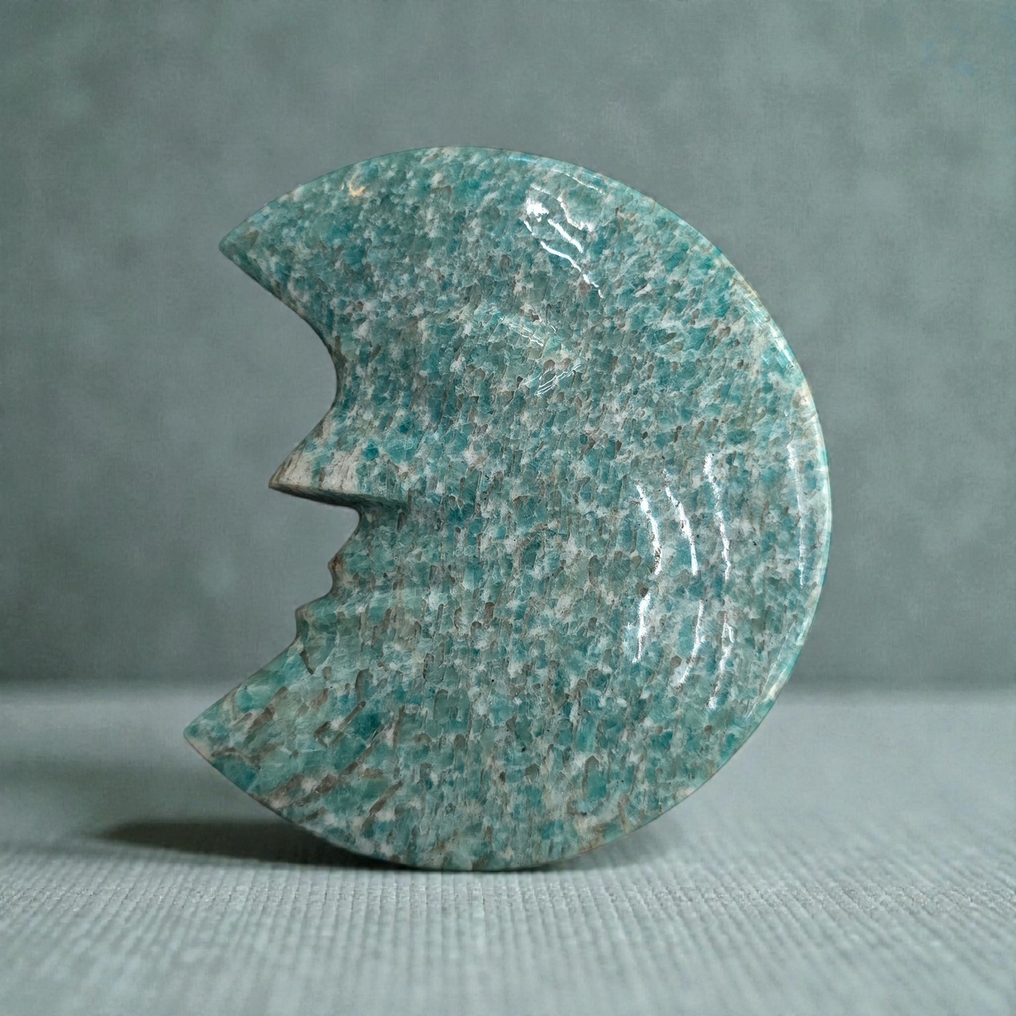 Amazonite Crescent Moon Face