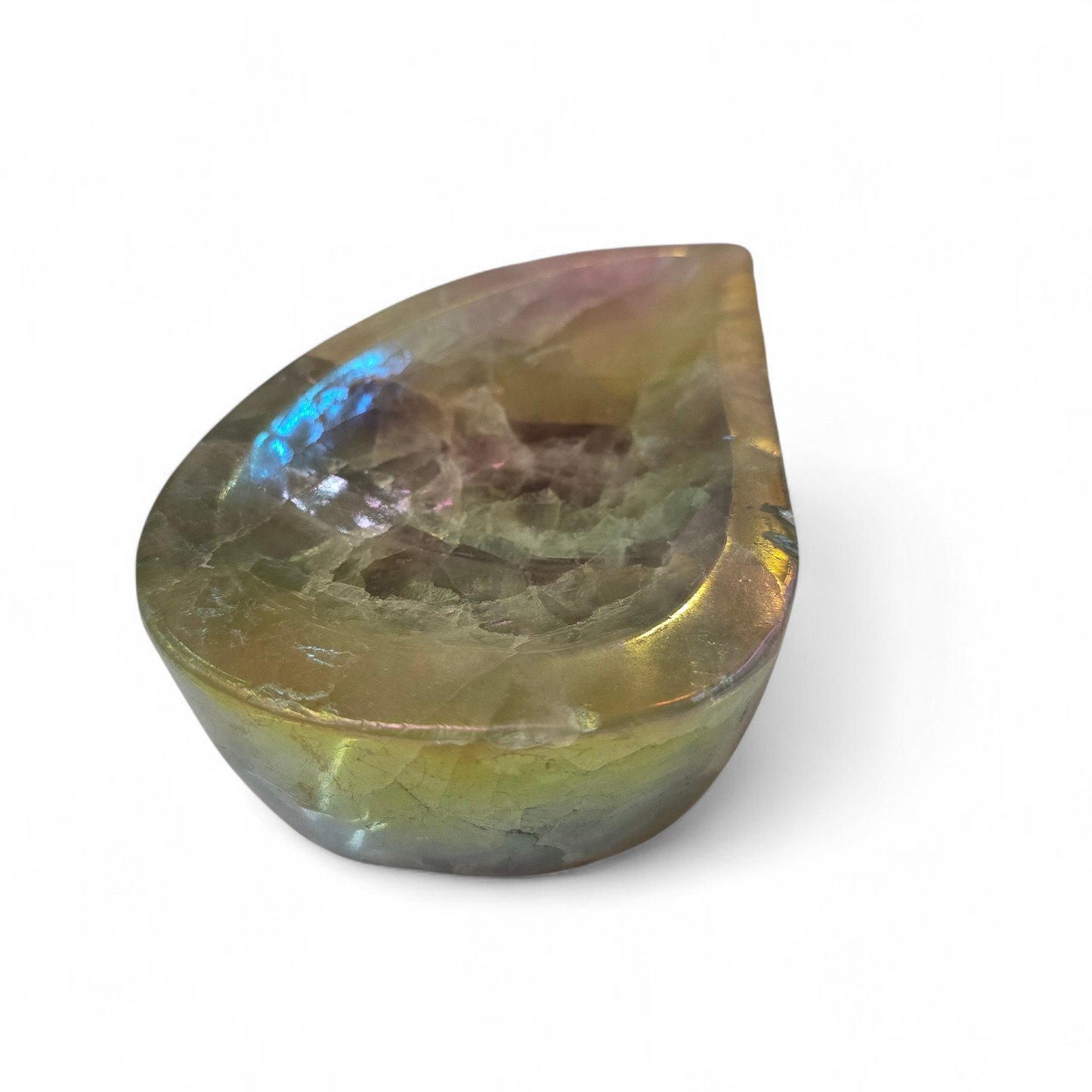 Angelic Clarity: Angel Aura Fluorite Teardrop Bowl (S)