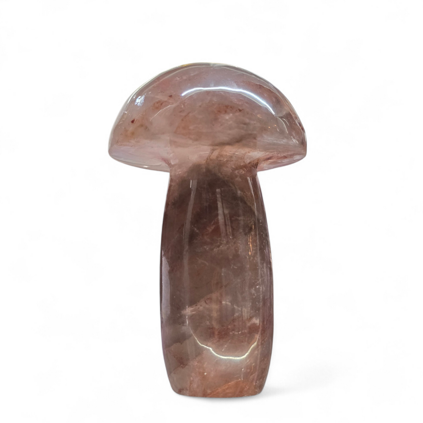 The Forest Anchor: Natural Fire Quartz Mushroom Carving (approx. 75mm)