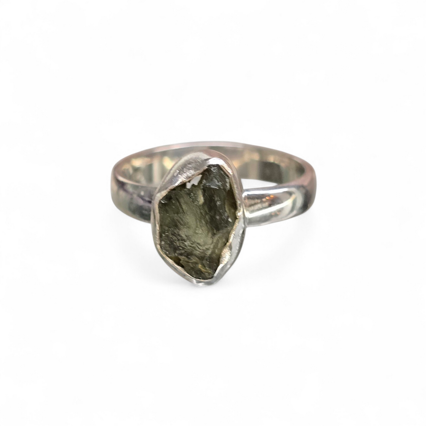 Moldavite Size 6.5 Ring #2 (Sterling Silver 925)