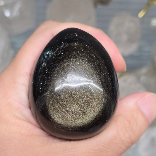 The Alchemist’s Focus: Natural Golden Sheen Obsidian Egg #2