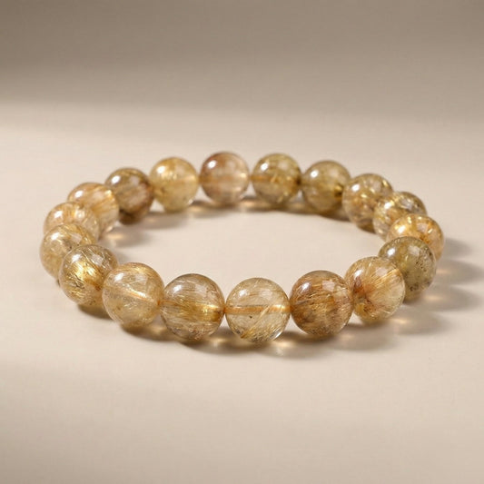 Premium Golden Rutilated Quartz Bracelet (Approx. 12mm - 20cm)