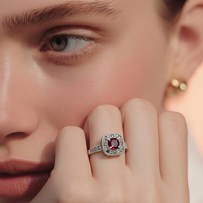 Garnet Size 5.5 Ring (Sterling Silver 925)