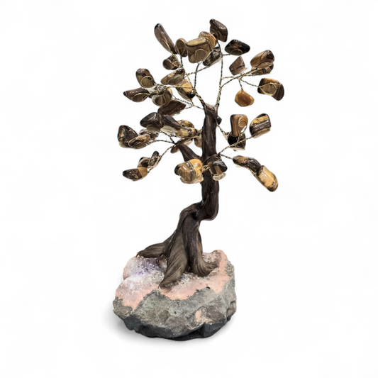 Tiger's Eye Crystal Tree on Raw Amethyst & Citrine Base