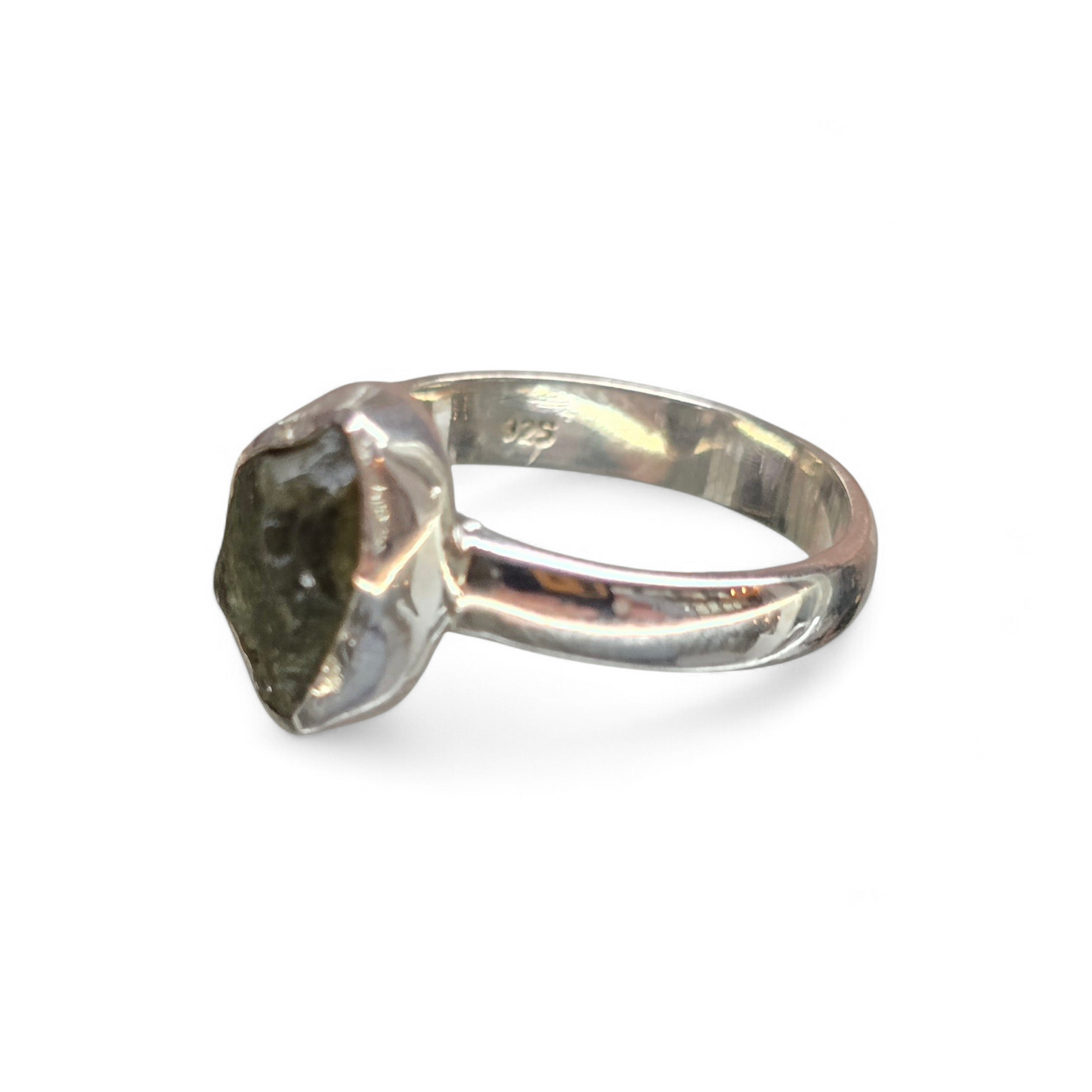Moldavite Size 6.5 Ring #2 (Sterling Silver 925)