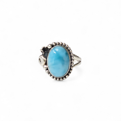 Oval Larimar Size 9 Ring (Sterling Silver 925)