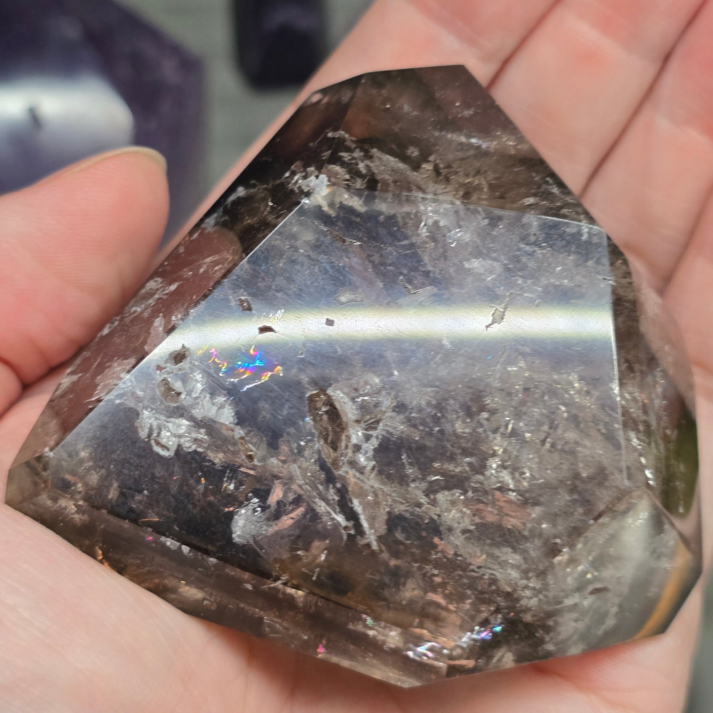 Polished Smoky Quartz Rainbow Freeform