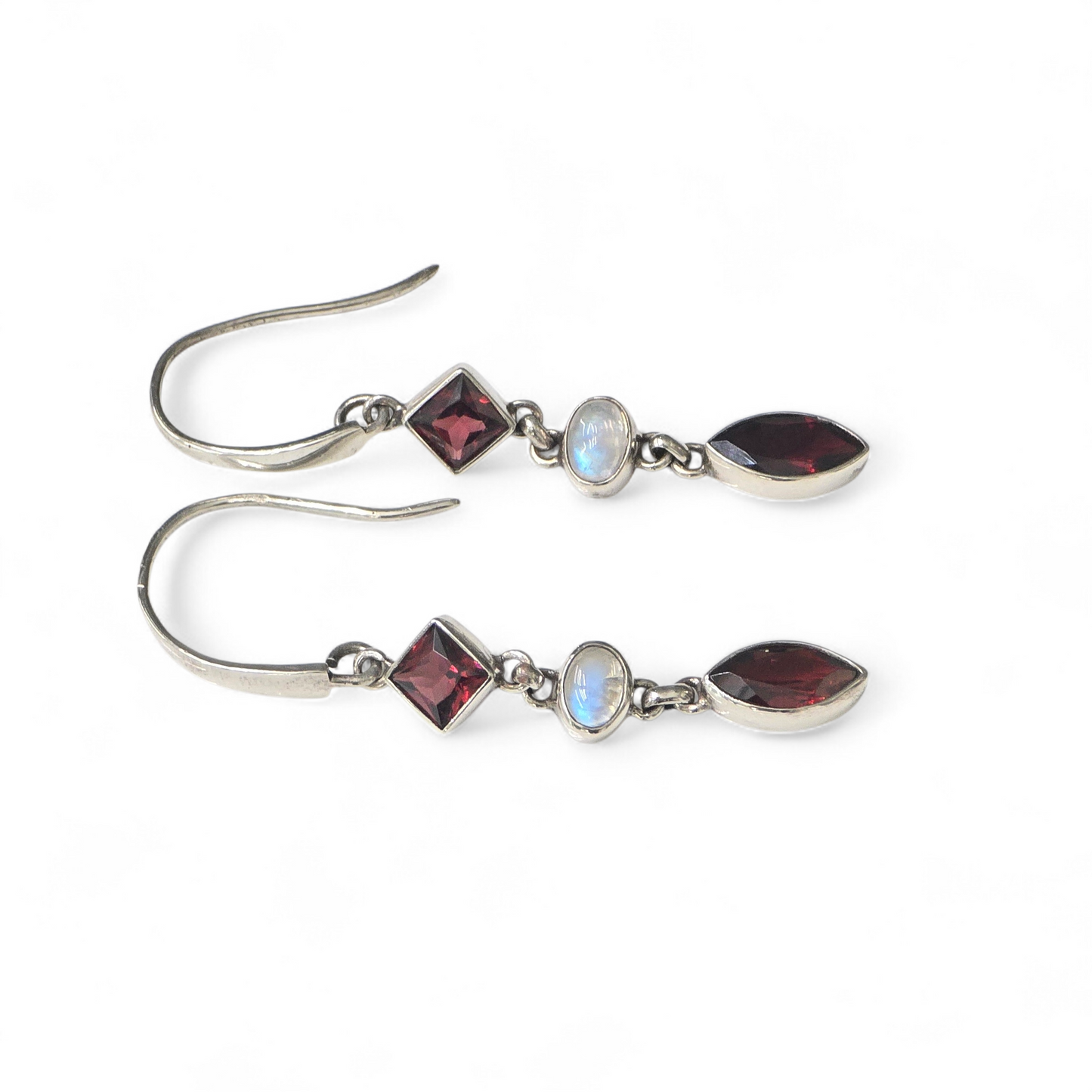 Carnelian & Moonstone Earrings (Sterling Silver 925)