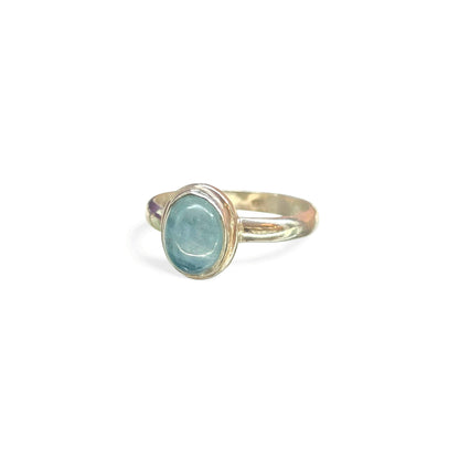 Polished Oval Aquamarine Size 9 Ring (Sterling Silver 925)