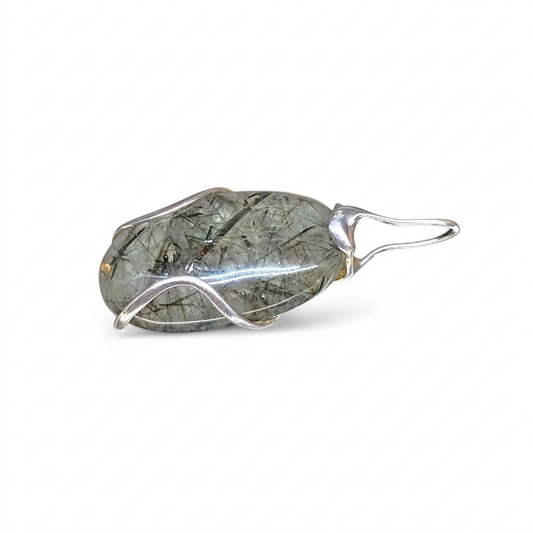 Green Rutile Quartz Pendant (Sterling Silver 925)