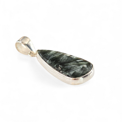 Seraphinite Teardrop Shaped 925 Sterling Silver Pendant