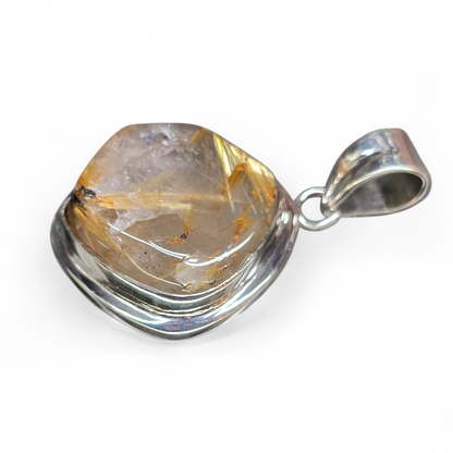 Golden Rutilated Quartz Pendant #2 (Sterling Silver 925)