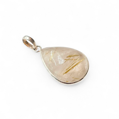 Golden Rutilated Quartz Pendant (Sterling Silver 925)