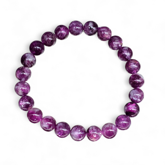 Orchid Serenity: Natural Phosphosiderite Bead Bracelet (8mm Beads · 17cm)