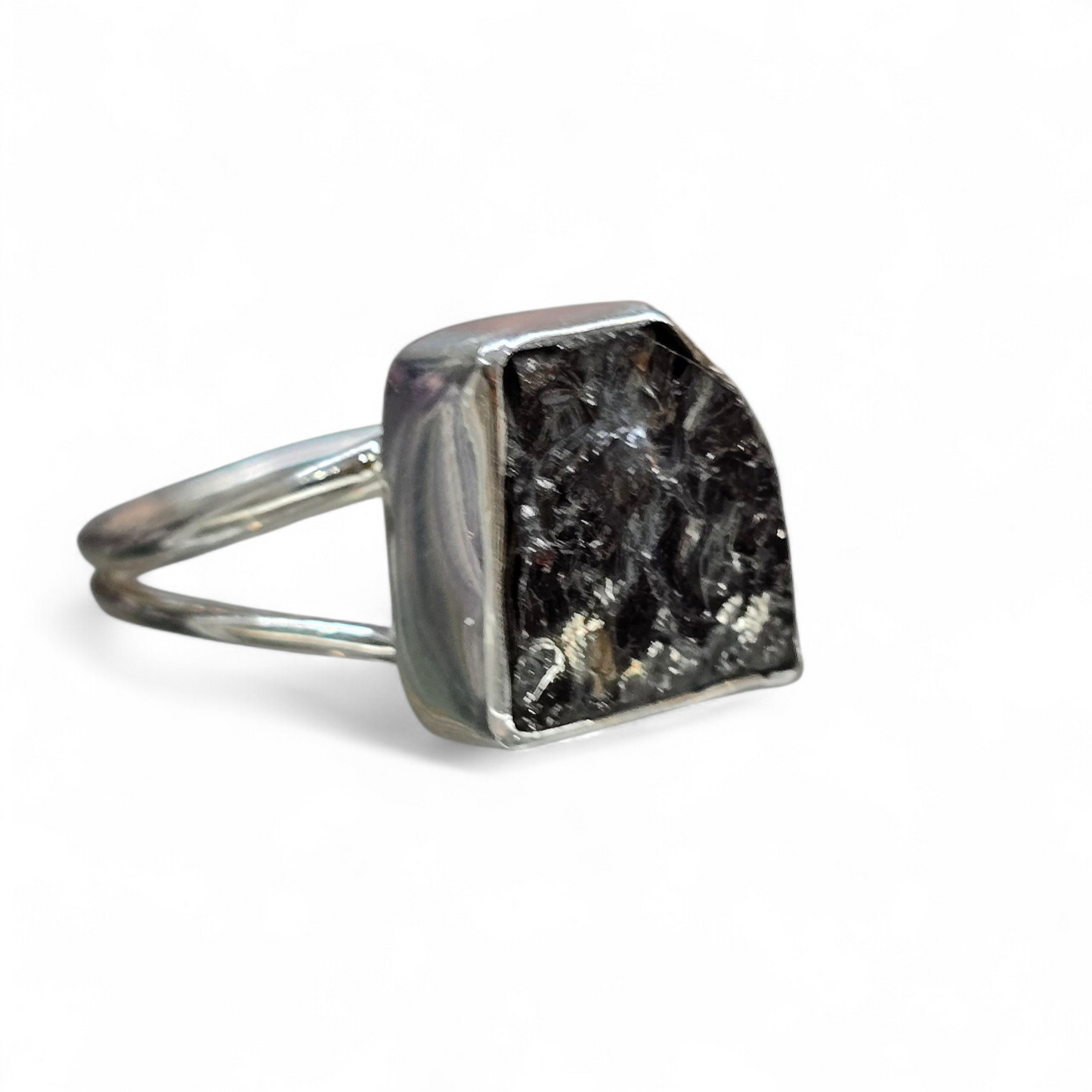 Raw Shungite Size 7.5 Ring #1 (Sterling Silver 925)