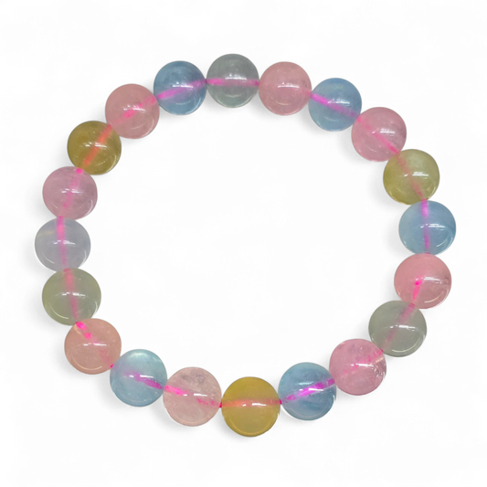 Softness and Light: Multi-Beryl Morganite Bracelet (10mm Beads · 18cm)
