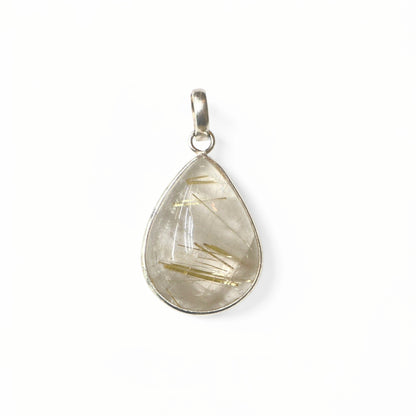 Golden Rutilated Quartz Pendant (Sterling Silver 925)
